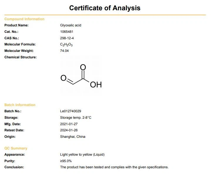 Glyoxylic Acid Solution CAS 298-12-4
